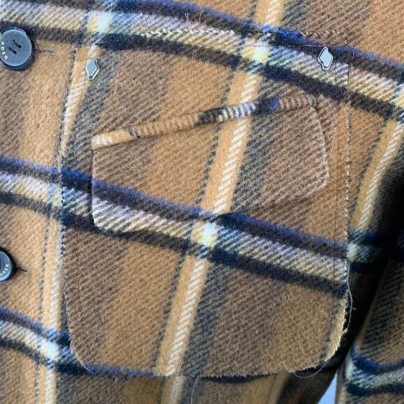 ADER ERROR Size M Brown Plaid Wool Blend One Pocket Cropped Jacket - Picture 2 of 9